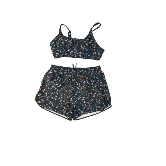 Floral Print Swimsuit Set Size XL | Two-Piece Swim Top & Shorts Tankini Style - Picture 6 of 7